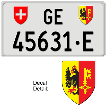 SWITZERLAND(GENÈVE) LICENSE PLATE -- EMBOSSED WITH YOUR CUSTOM NUMBER