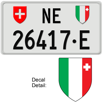 SWITZERLAND(NEUCHÂTEL) SWISS SQUARE LICENSE PLATE -- EMBOSSED WITH YOUR CUSTOM NUMBER