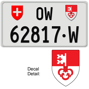 SWITZERLAND(OBWALDEN) LICENSE PLATE -- EMBOSSED WITH YOUR CUSTOM NUMBER