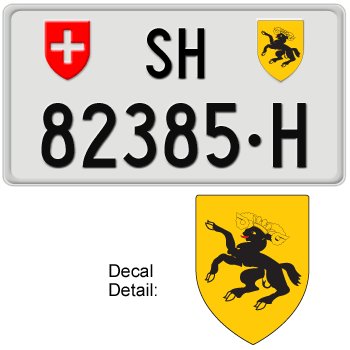 SWITZERLAND(SCHAFFHAUSEN) LICENSE PLATE -- EMBOSSED WITH YOUR CUSTOM NUMBER