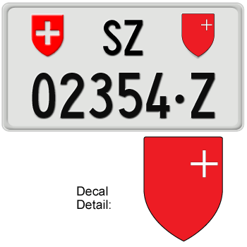 SWITZERLAND(SCHWYZ) SWISS SQUARE LICENSE PLATE -- EMBOSSED WITH YOUR CUSTOM NUMBER