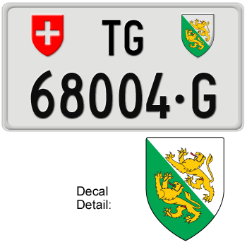 SWITZERLAND(THURGAU) LICENSE PLATE -- EMBOSSED WITH YOUR CUSTOM NUMBER