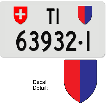 SWITZERLAND(TICINO) SWISS SQUARE LICENSE PLATE -- 