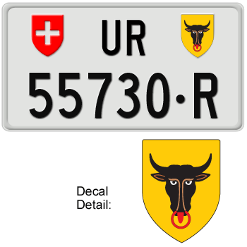 SWITZERLAND(URI) LICENSE PLATE -- EMBOSSED WITH YOUR CUSTOM NUMBER
