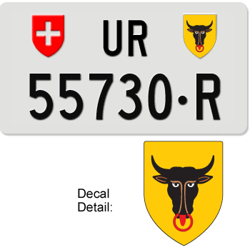 SWITZERLAND(URI) SWISS SQUARE LICENSE PLATE -- 