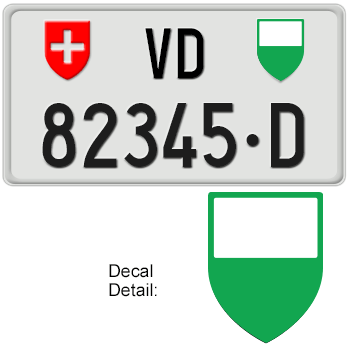 SWITZERLAND(VAUD) SWISS SQUARE LICENSE PLATE -- EMBOSSED WITH YOUR CUSTOM NUMBER