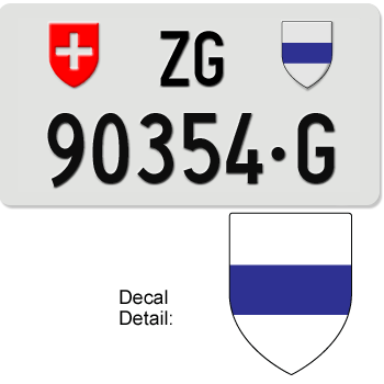 SWITZERLAND(ZUG) SWISS SQUARE LICENSE PLATE -- 