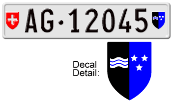 SWITZERLAND(AARGAU) EURO LICENSE PLATE -- EMBOSSED WITH YOUR CUSTOM NUMBER