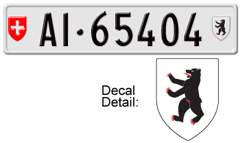 SWITZERLAND(APPENZELL INNERRHODEN) EURO LICENSE PLATE -- EMBOSSED WITH YOUR CUSTOM NUMBER