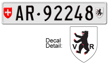 SWITZERLAND(APPENZELL AUSSERRHODEN) SWISS  LICENSE PLATE -- EMBOSSED WITH YOUR CUSTOM NUMBER