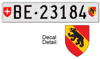 SWITZERLAND(BERN) EURO LICENSE PLATE -- EMBOSSED WITH YOUR CUSTOM NUMBER