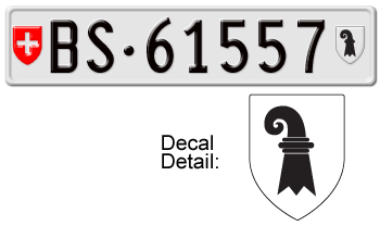 SWITZERLAND(BASEL-STADT) EURO LICENSE PLATE -- EMBOSSED WITH YOUR CUSTOM NUMBER
