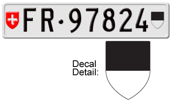 SWITZERLAND(FRIBOURG) EURO LICENSE PLATE -- EMBOSSED WITH YOUR CUSTOM NUMBER