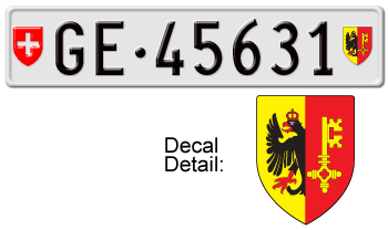 SWITZERLAND(GENÈVE) EURO LICENSE PLATE -- EMBOSSED WITH YOUR CUSTOM NUMBER