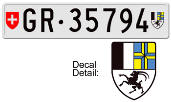 SWITZERLAND(GRAUBÜNDEN) SWISS LICENSE PLATE -- EMBOSSED WITH YOUR CUSTOM NUMBER