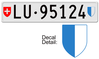 SWITZERLAND(LUCERNE) EURO LICENSE PLATE -- EMBOSSED WITH YOUR CUSTOM NUMBER