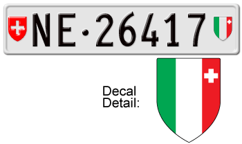 SWITZERLAND(NEUCHÂTEL) EURO LICENSE PLATE -- EMBOSSED WITH YOUR CUSTOM NUMBER
