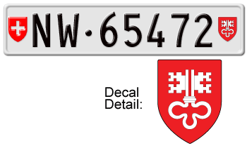 SWITZERLAND(NIDWALDEN) SWISS LICENSE PLATE -- EMBOSSED WITH YOUR CUSTOM NUMBER