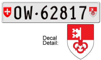 SWITZERLAND(OBWALDEN) EURO LICENSE PLATE -- EMBOSSED WITH YOUR CUSTOM NUMBER