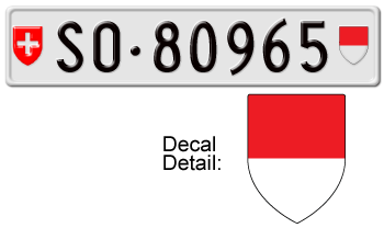 SWITZERLAND(SOLOTHURN) EURO LICENSE PLATE -- EMBOSSED WITH YOUR CUSTOM NUMBER