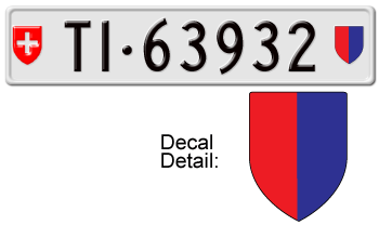 SWITZERLAND(TICINO) SWISS LICENSE PLATE -- EMBOSSED WITH YOUR CUSTOM NUMBER