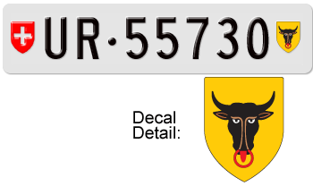 SWITZERLAND(URI) SWISS LICENSE PLATE -- 