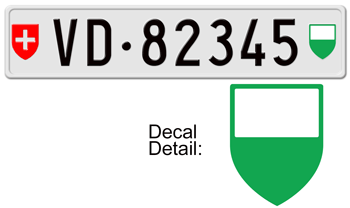SWITZERLAND(VAUD) SWISS LICENSE PLATE -- EMBOSSED WITH YOUR CUSTOM NUMBER