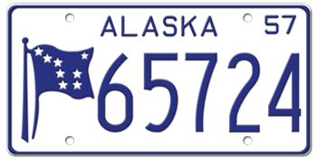 1957 ALASKA STATE LICENSE PLATE--EMBOSSED WITH YOUR CUSTOM NUMBER