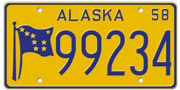 1958 ALASKA STATE LICENSE PLATE--