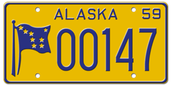 1959 ALASKA STATE LICENSE PLATE--EMBOSSED WITH YOUR CUSTOM NUMBER