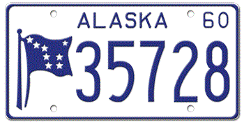 1960 ALASKA STATE LICENSE PLATE--EMBOSSED WITH YOUR CUSTOM NUMBER