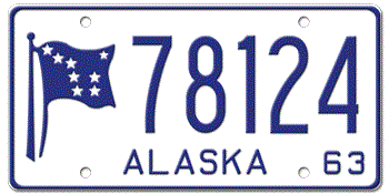1963 ALASKA STATE LICENSE PLATE--