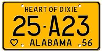 1956 ALABAMA STATE LICENSE PLATE - EMBOSSED WITH YOUR CUSTOM NUMBER