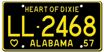 1957 ALABAMA STATE LICENSE PLATE - 