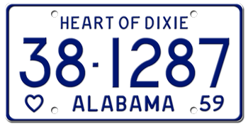 1959 ALABAMA STATE LICENSE PLATE - EMBOSSED WITH YOUR CUSTOM NUMBER