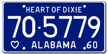 1960 ALABAMA STATE LICENSE PLATE - 