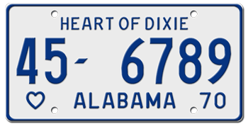 1970 ALABAMA STATE LICENSE PLATE - 