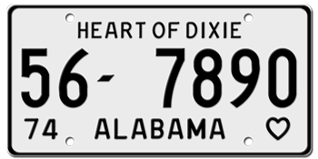 1974 ALABAMA STATE LICENSE PLATE - 