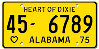 1975 ALABAMA STATE LICENSE PLATE - 