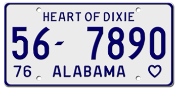 1976 ALABAMA STATE LICENSE PLATE - EMBOSSED WITH YOUR CUSTOM NUMBER
