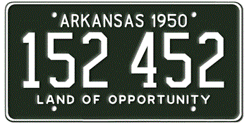 1950 ARKANSAS STATE LICENSE PLATE--EMBOSSED WITH YOUR CUSTOM NUMBER
