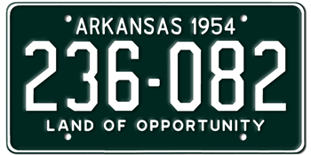 1954 ARKANSAS STATE LICENSE PLATE--