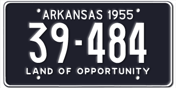 1955 ARKANSAS STATE LICENSE PLATE--EMBOSSED WITH YOUR CUSTOM NUMBER