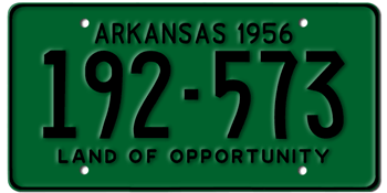 1956 ARKANSAS STATE LICENSE PLATE--EMBOSSED WITH YOUR CUSTOM NUMBER
