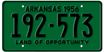 1956 ARKANSAS STATE LICENSE PLATE--