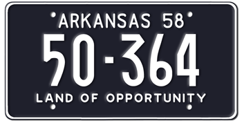 1958 ARKANSAS STATE LICENSE PLATE--