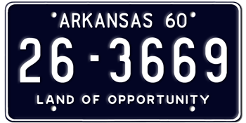 1960 ARKANSAS STATE LICENSE PLATE--