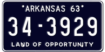 1963 ARKANSAS STATE LICENSE PLATE--