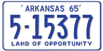 1965 ARKANSAS STATE LICENSE PLATE--EMBOSSED WITH YOUR CUSTOM NUMBER