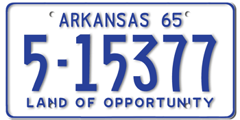 1965 ARKANSAS STATE LICENSE PLATE--